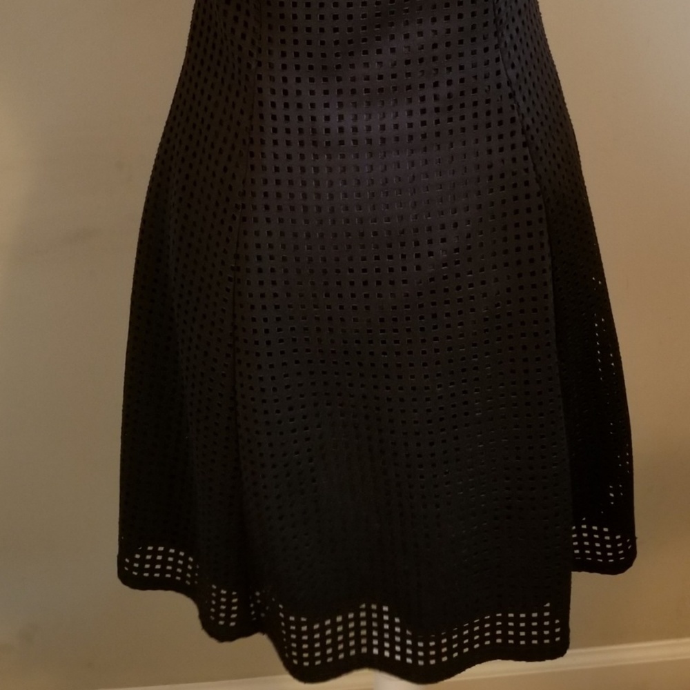 SAKS FIFTH AVENUE Black Perforated Skater Dress - Picture 5 of 6